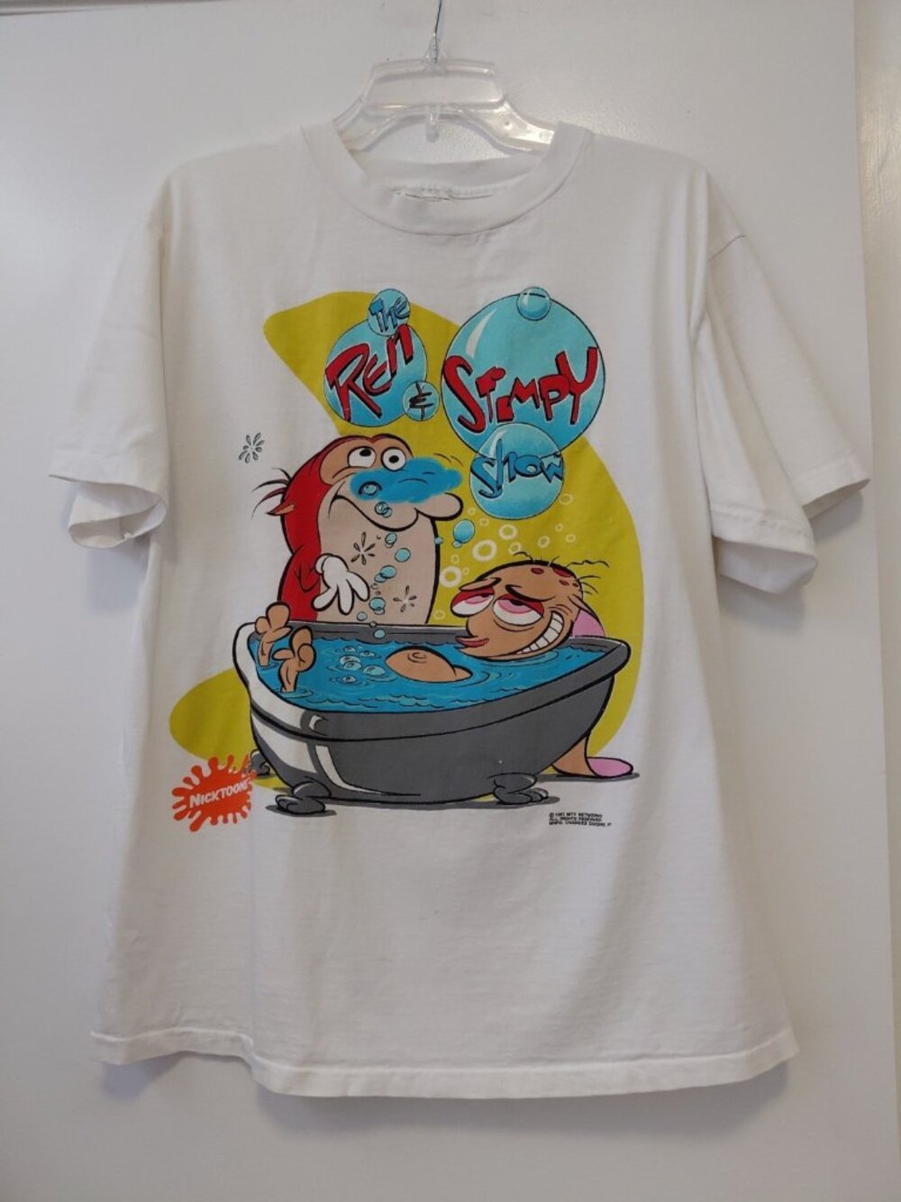 Vintage 1992 Ren & Stimpy Show T Shirt Nicktoons Tultex Tag Single Stitch Large
